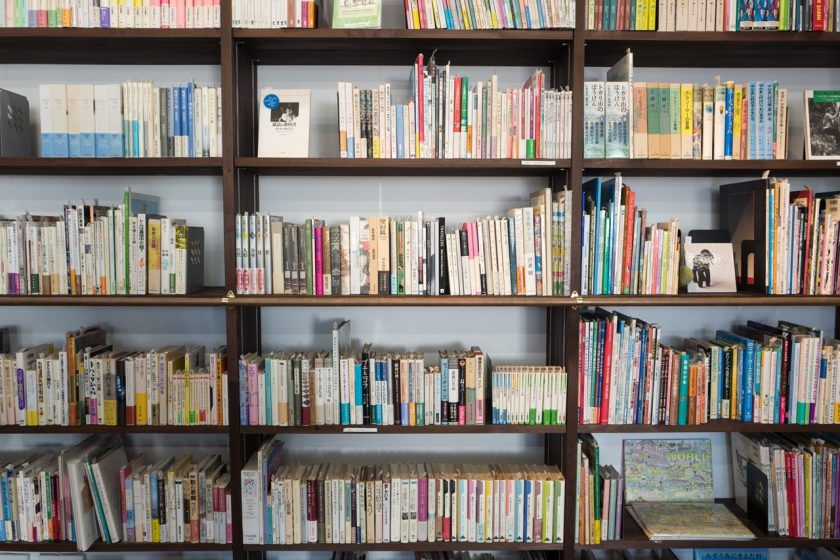 library shelves full of books