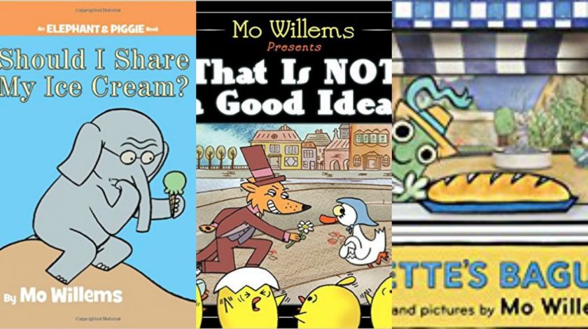 three of mo willems book covers side by side