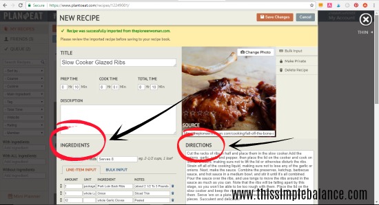Edit Recipes Meal Planning