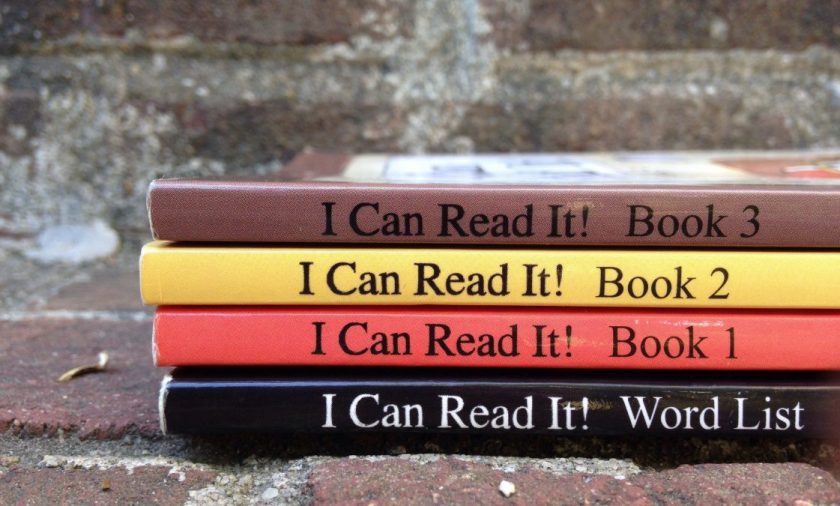 I Can Read It! Books stacked with spines and titles showing, best homeschool reading curriculum
