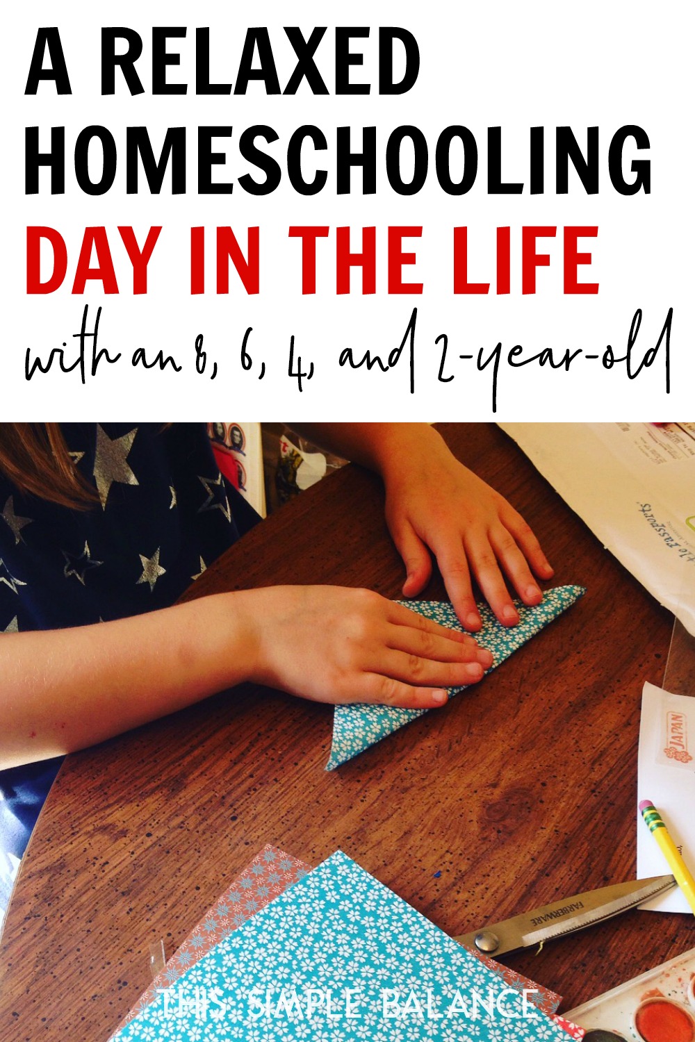 child doing origami at table, "A Relaxed Homeschooling Day in the Life: with an 8, 6, 4. and 2-year-old"