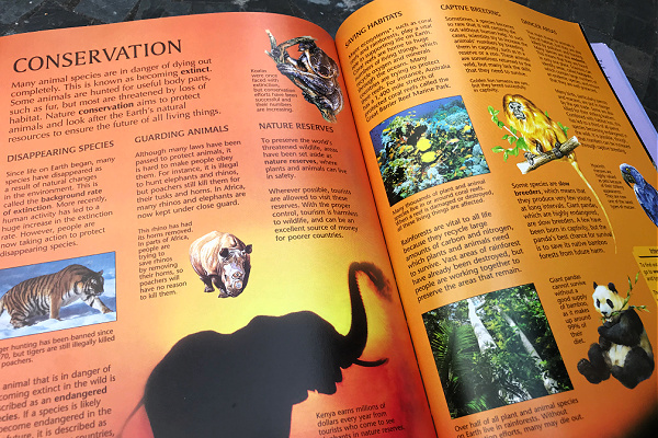 "Conservation" page from Usborne Science Encyclopedia