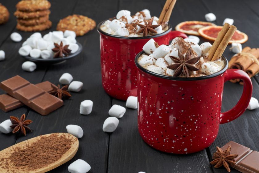 christmas hot chocolate with marshmallows and other toppings