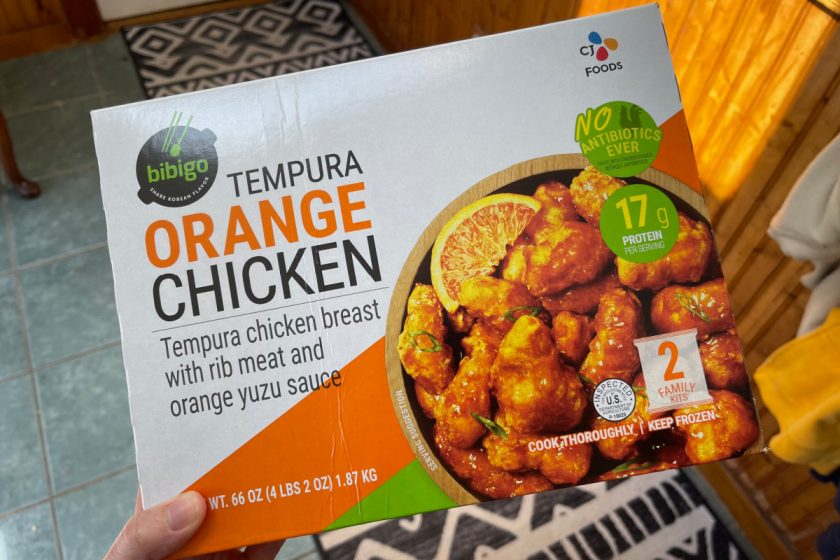 bibigo tempura orange chicken box from Costco