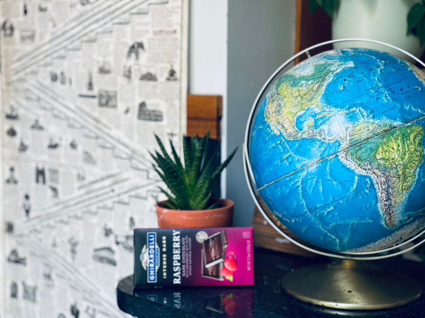 gifts for homeschool moms: globe, quality chocolate and educational poster