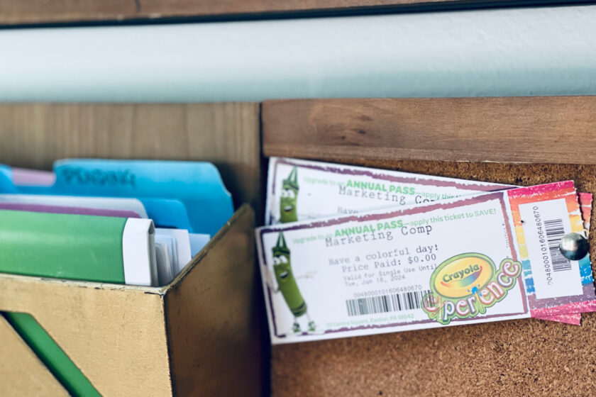 close up on tickets to the Crayola Experience