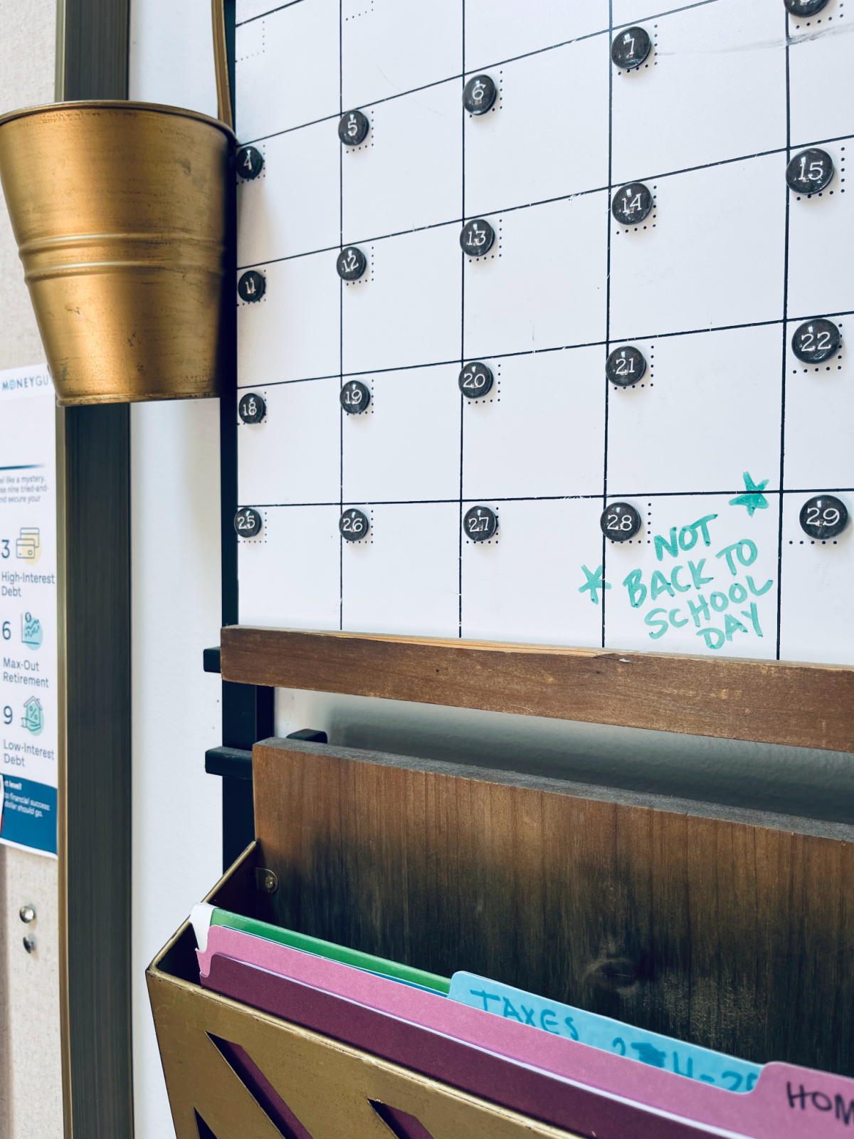 Wall Calendar with "Not Back to School Day" written on the 28th and starred.