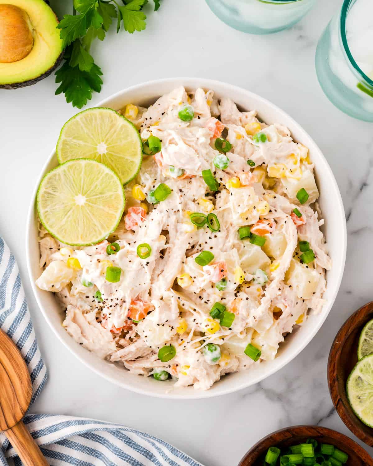 mexican chicken salad with potatoes.