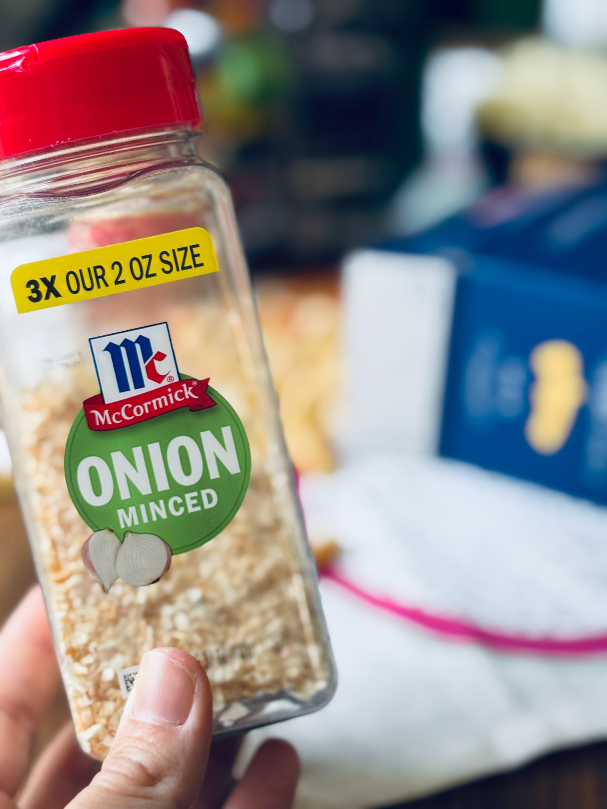 container of McCormick's minced onion flakes.