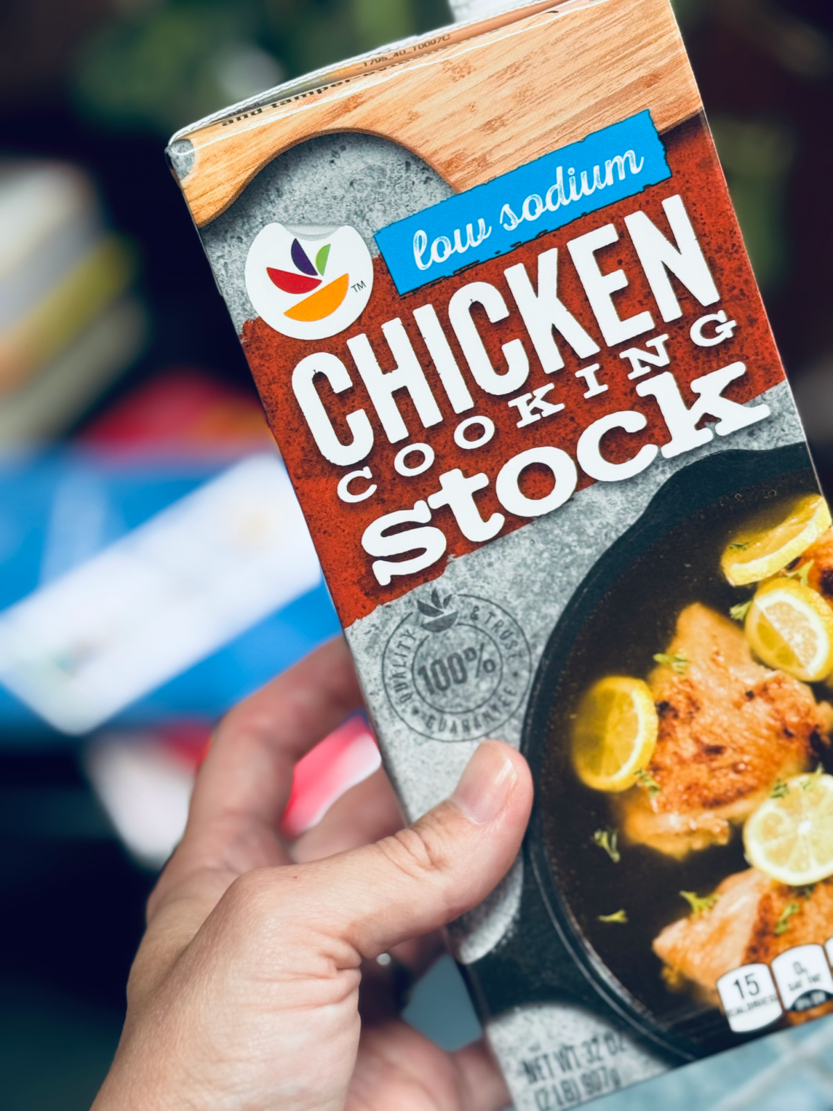 chicken stock close-up.