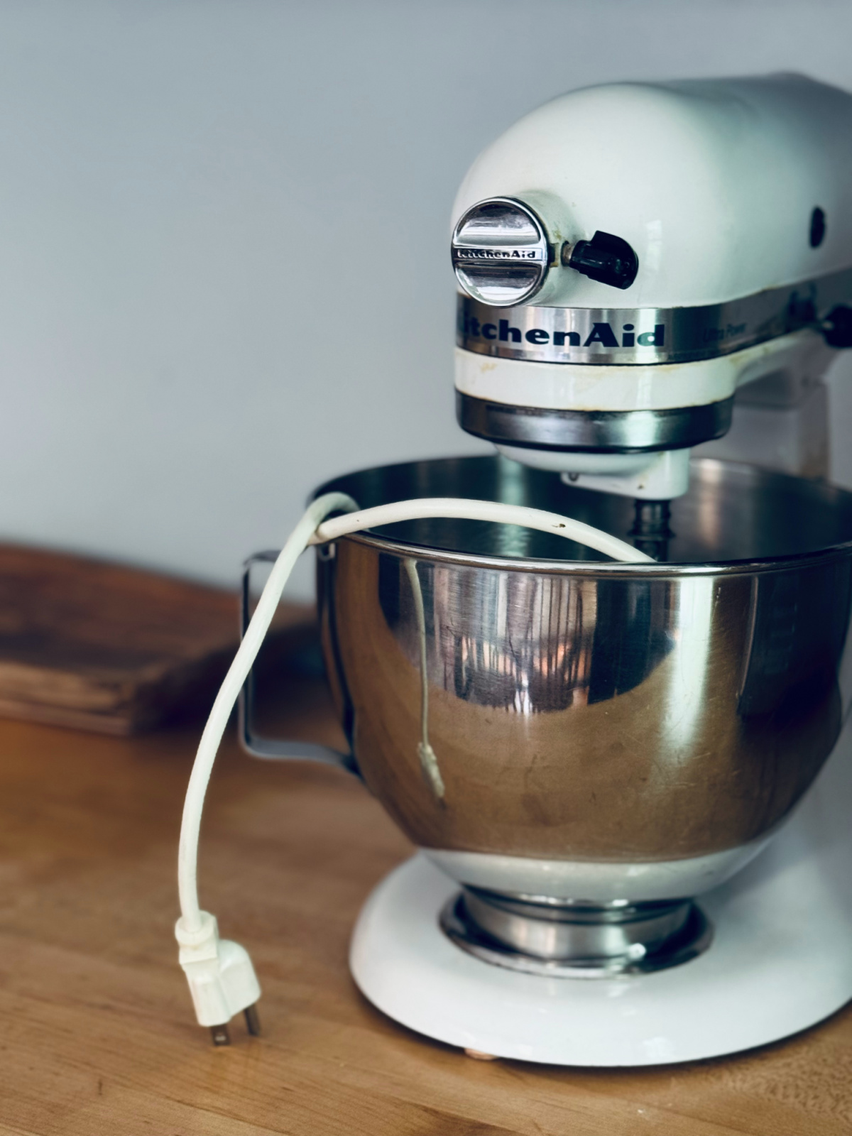 old fashioned KitchenAid mixer on counter.