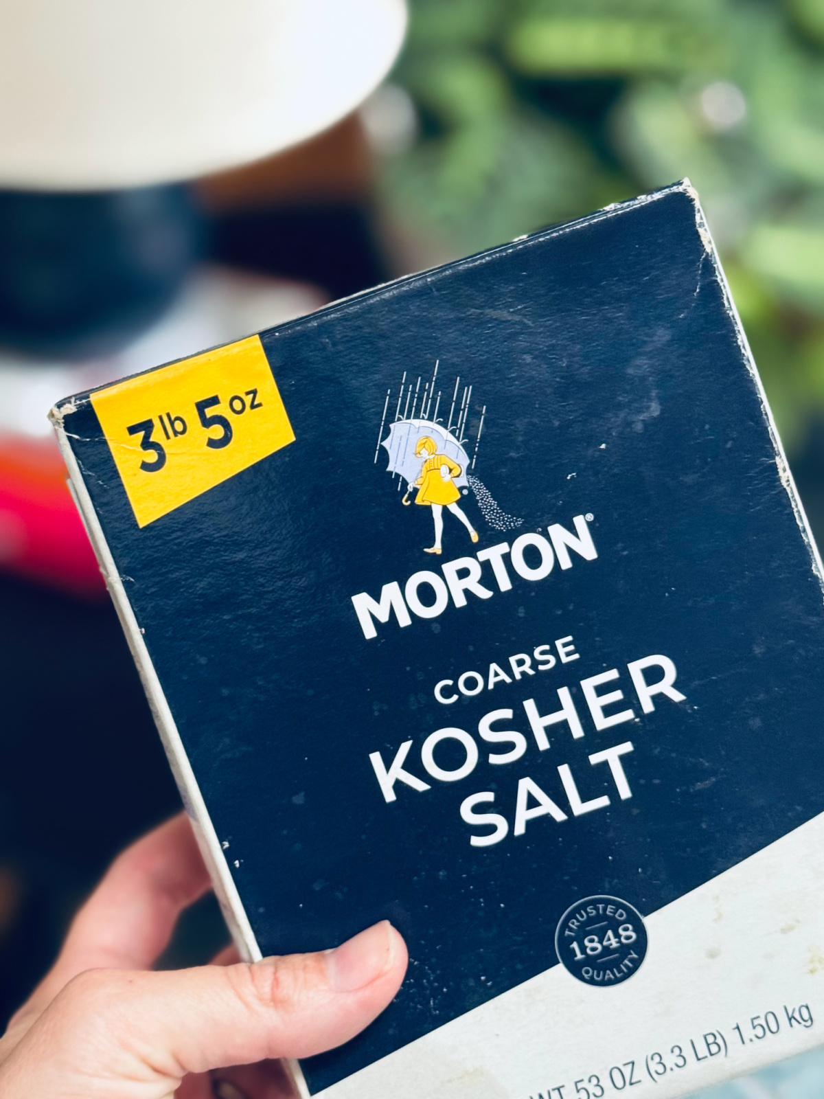 Morton's kosher salt close-up.