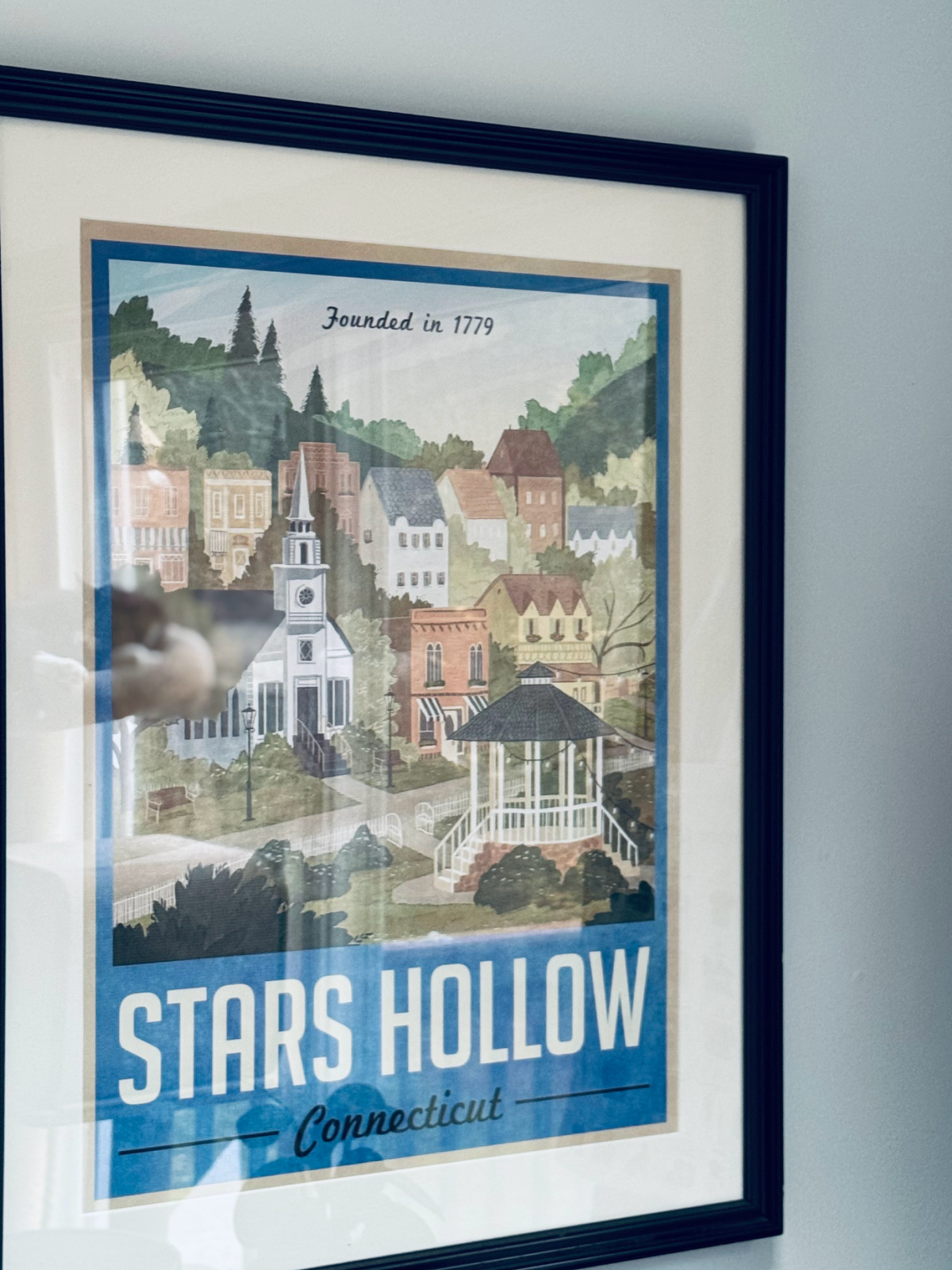 blue and white Stars Hollow Connecticut poster.