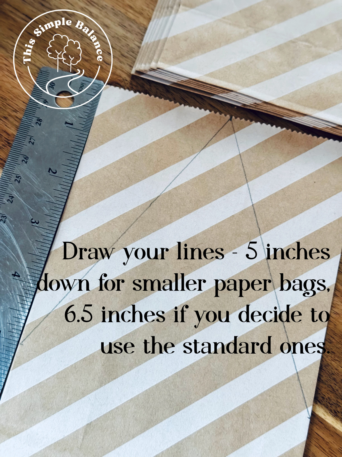 example of how to draw lines for small paper bag stars.