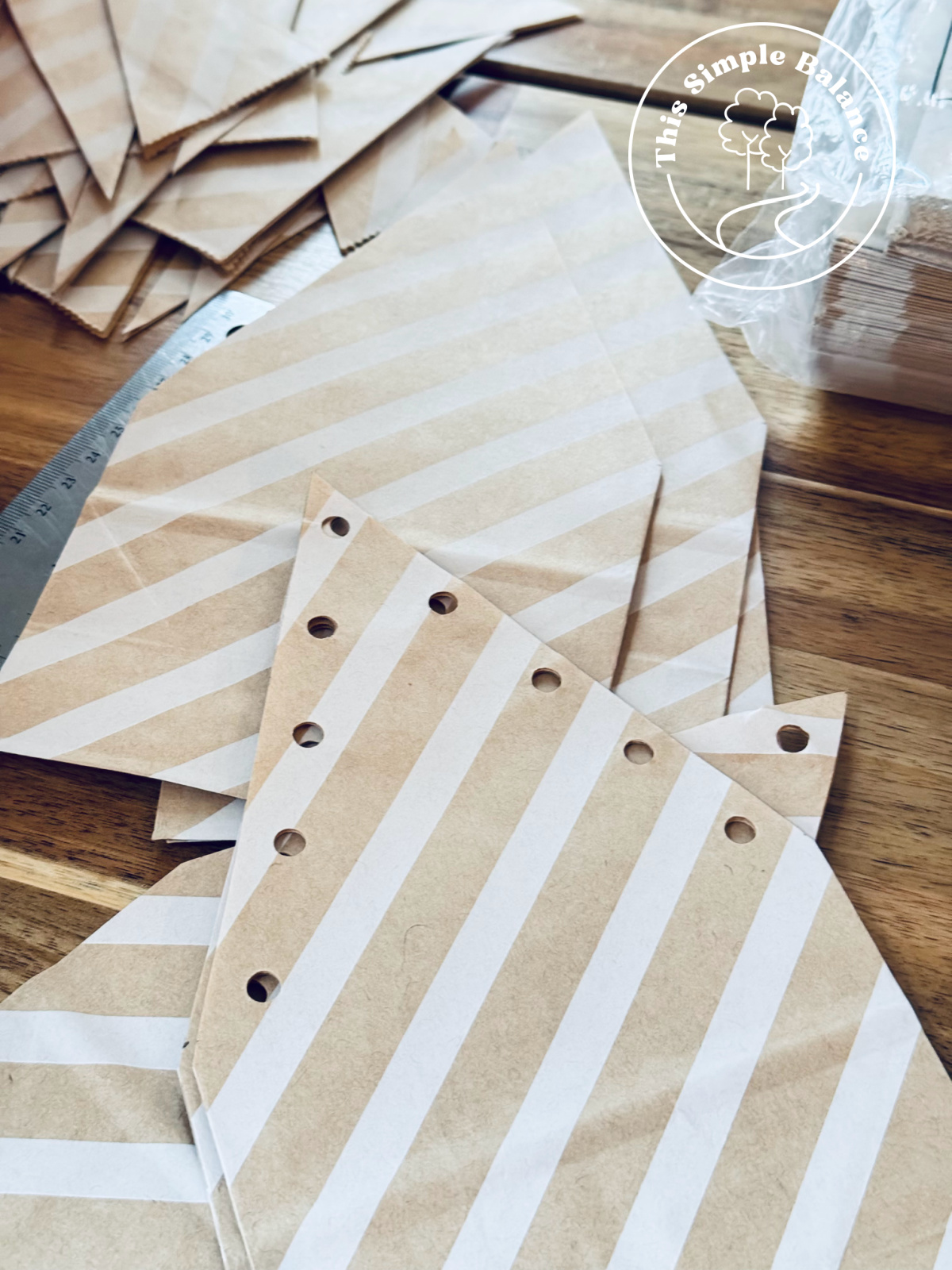 piece of small paper bag star hole punched.