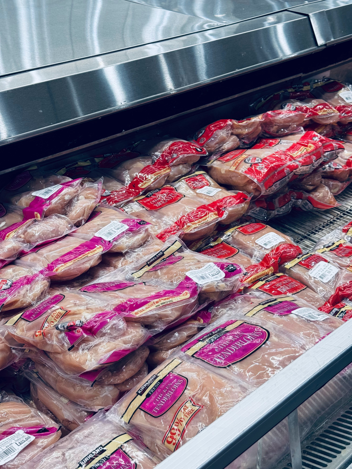 chicken tenderloins in meat section at Costco.