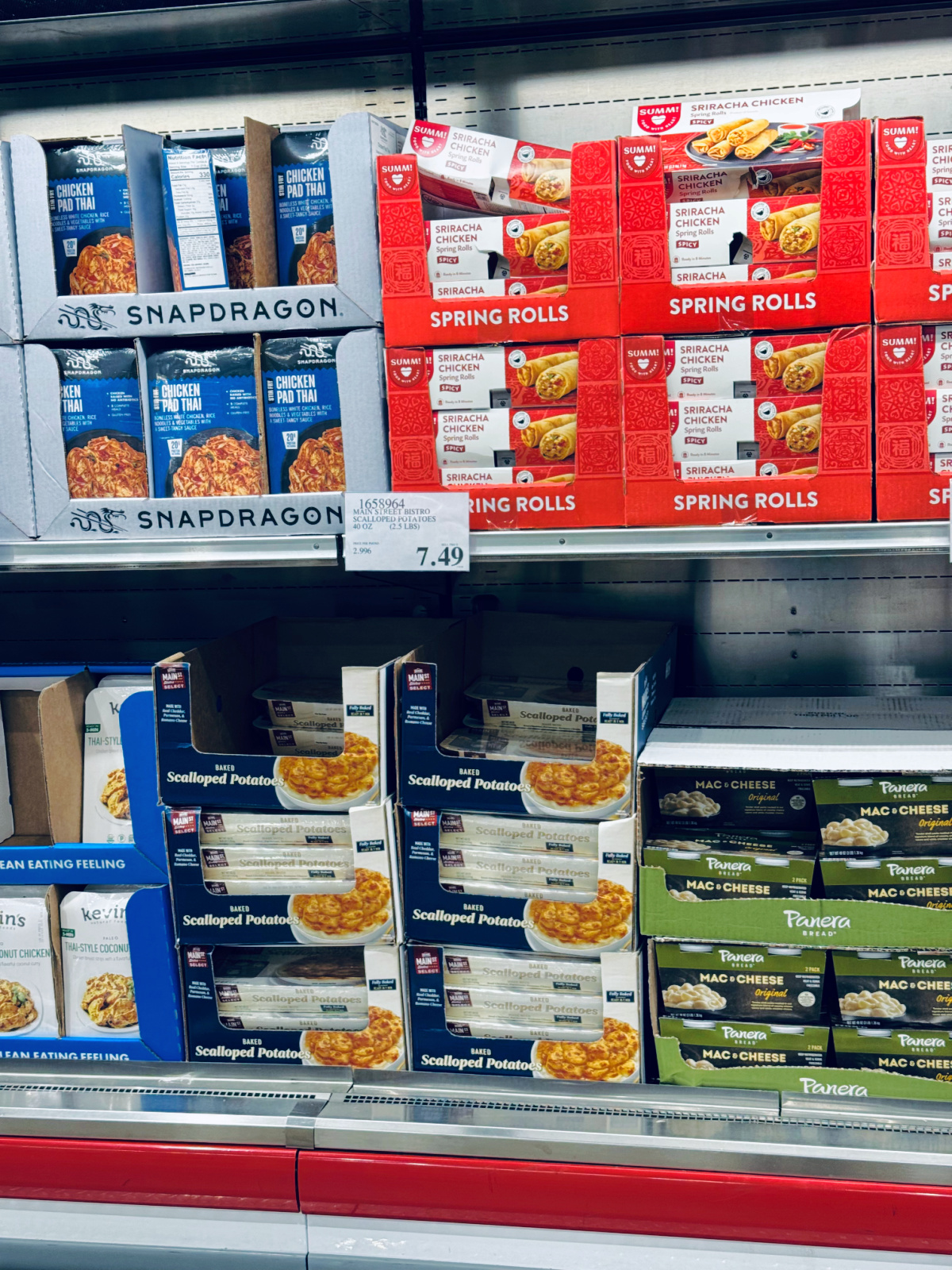 ready to go Costco meals like mac and cheese and scalloped potatoes.