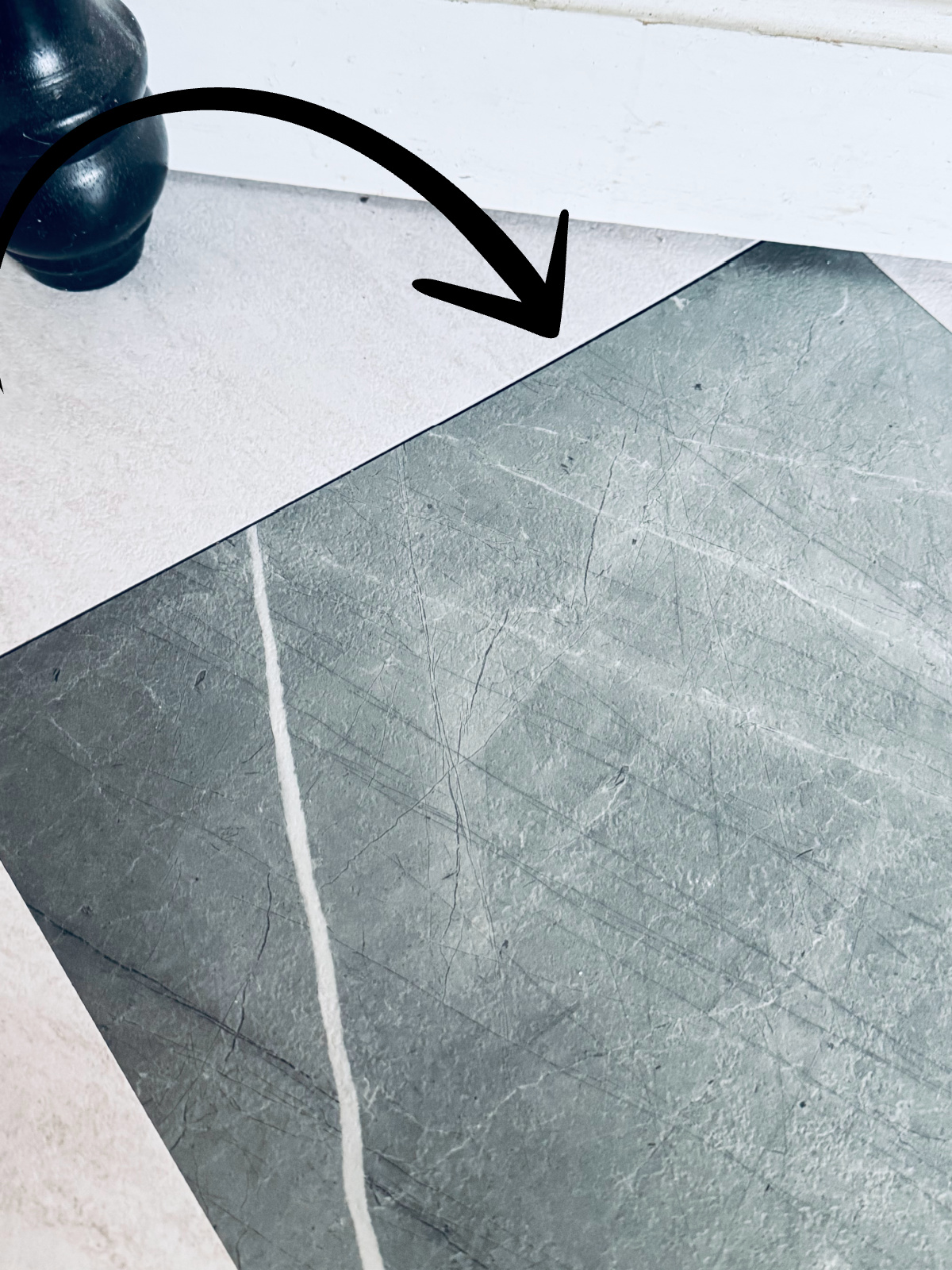mistake peel and stick flooring tiles with gaps between.