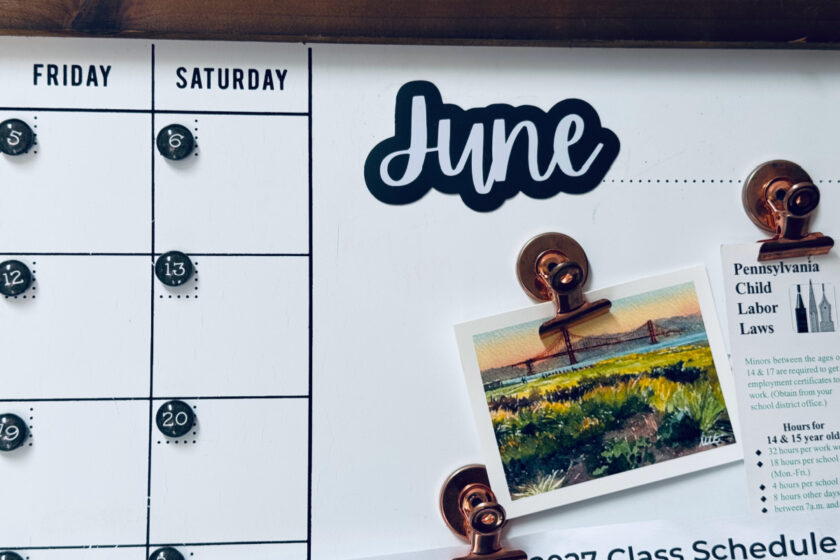 calendar with the month name "June" in focus, goes with things to declutter in June theme.