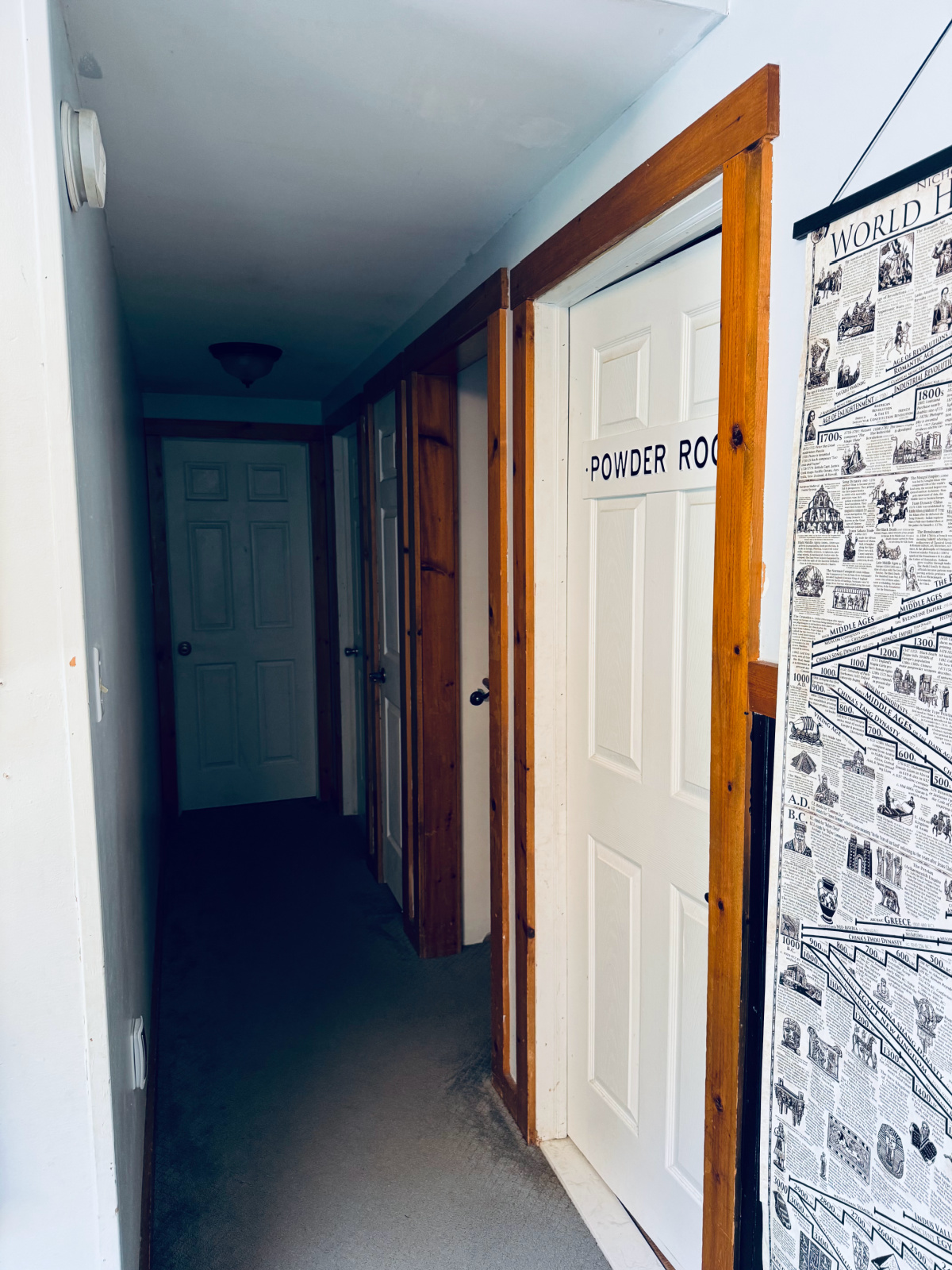 hallway in need of painting.