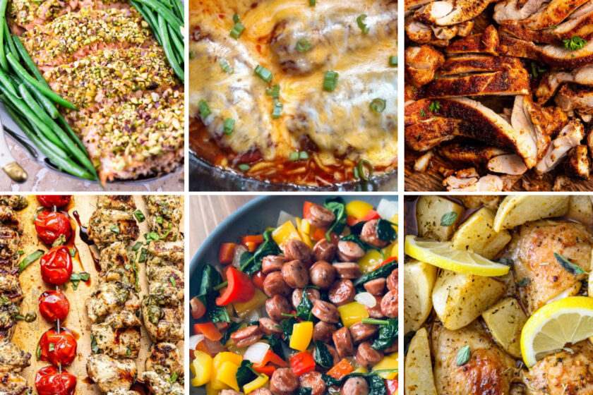 collage of lazy dinner ideas for families.