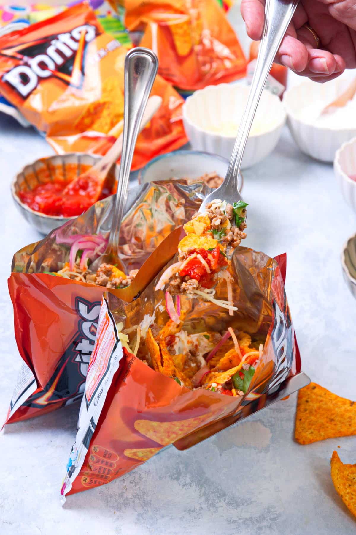 tacos in Dorito bags.