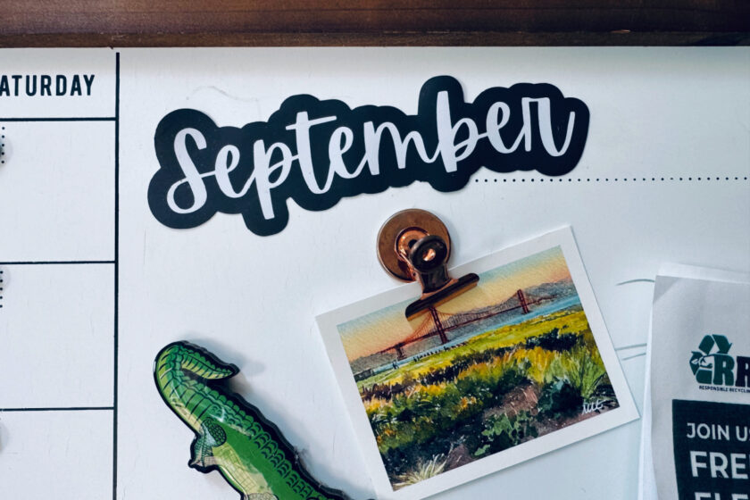white calendar with September in focus.